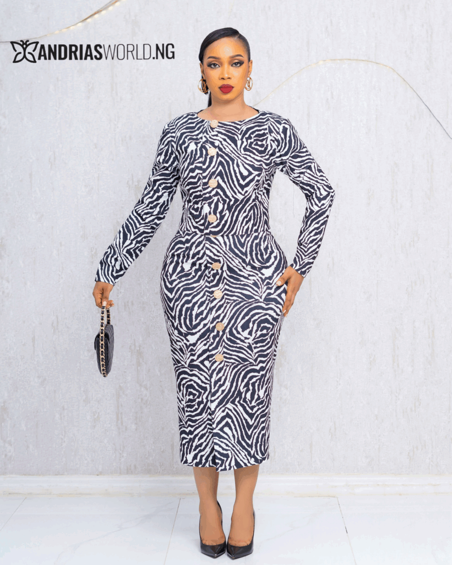 BLACK AND WHITE PRINT SKIRT SET
